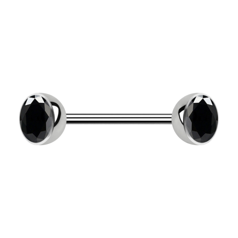 Micro Barbell internal thread silver with two balls crystal silver