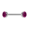 Micro Barbell argenté avec deux demi-sphères en cristal fuchsia