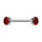 Micro barbell silver with two hemispheres crystal red