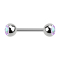 Micro barbell silver with two crystal balls multicolor