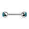 Micro barbell silver with two aqua crystal balls