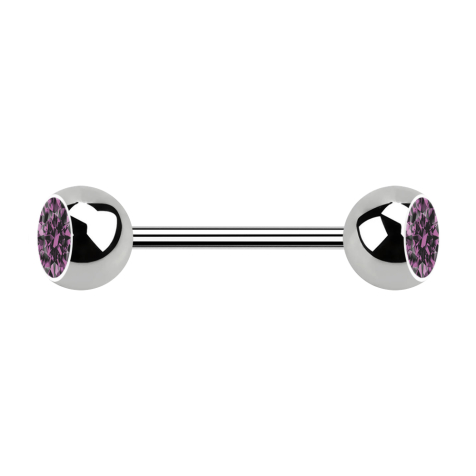 Micro Barbell argent avec deux boules cristal violet clair