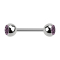 Micro Barbell argent avec deux boules cristal violet clair