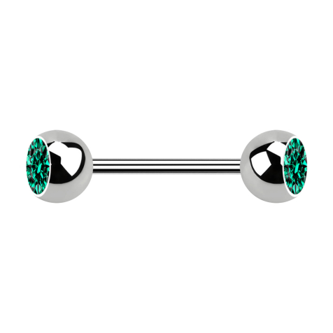 Micro Barbell argent avec deux boules cristal turquoise