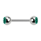 Micro Barbell argent avec deux boules cristal turquoise