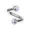 Micro spiral silver with two crystal balls multicolor