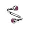 Micro spiral silver with two balls crystal pink