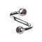 Micro spiral silver with two balls crystal light violet