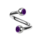 Micro spiral silver with two violet crystal balls