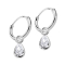 Earring silver round pendant drop crystal silver