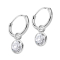 Boucles doreilles argent rond pendentif cristal rond argent