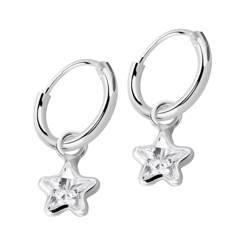 Ohrring silber rund Anhänger Stern Kristall silber