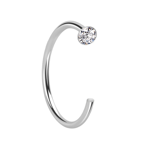 Nose ring open silver crystal silver