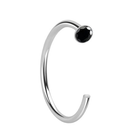 Nasenring offen silber Kristall schwarz