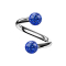 Micro spiral silver with two crystal balls dark blue Epoxy protective layer