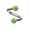 Micro spiral silver with two crystal balls light green Epoxy protective layer
