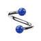 Spirale argentée avec deux boules de cristal bleu foncé Couche de protection en époxy