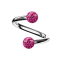 Spirale argentée avec deux boules de cristal rose Couche de protection en époxy