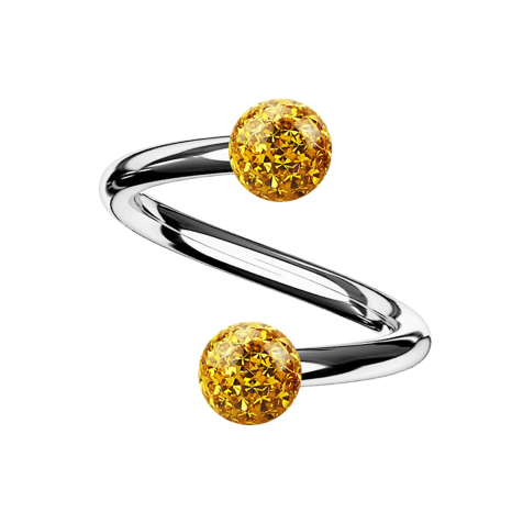 Spiral silver with two crystal balls topaz Epoxy protective layer