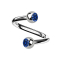 Micro Spirale silber mit zwei Kugeln Kristall dunkelblau