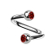 Micro Spirale silber mit zwei Kugeln Kristall rot