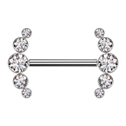 Barbell Innengewinde silber front fünf Kristalle silber