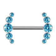 Barbell Innengewinde silber front fünf Kristalle aqua