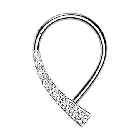 Micro bague segmentée pliable argentée avec cristaux argentés