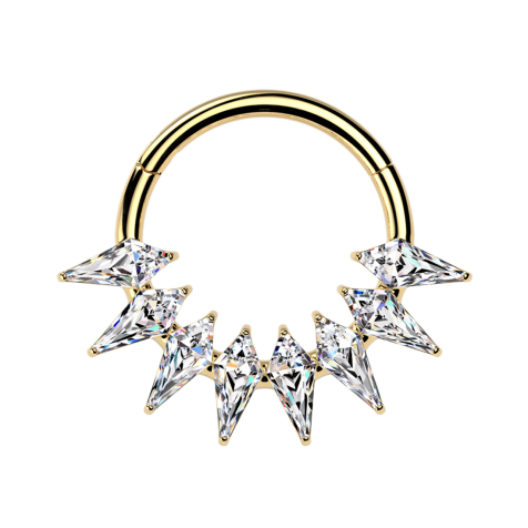 Micro bague segmentée pliable plaquée or cristaux Speer argentés