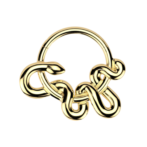 Micro segment ring hinged gold-plated snake wound up
