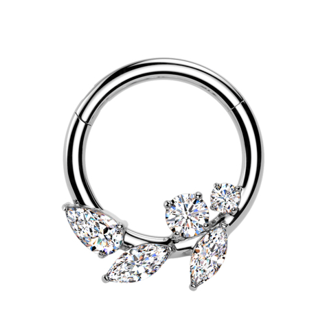 Micro anneau segment rabattable argent Rebe cristaux argent