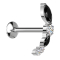 Micro Threadless UFO Labret silver bow silver various crystals silver and black