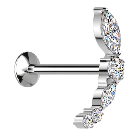 Micro Threadless UFO Labret silver bow silver various crystals silver