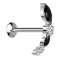 Micro Threadless UFO Labret silver bow silver various crystals silver and black