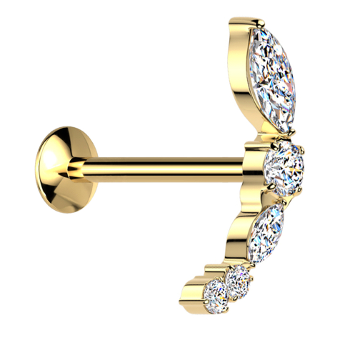 Micro Threadless UFO Labret gold-plated bow gold-plated various crystals silver