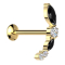 Micro Threadless UFO Labret gold-plated bow gold-plated various crystals silver and black