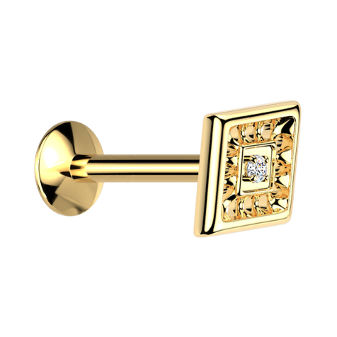 Micro Threadless Labret UFO Gold-Plated Diamond Cut Crystal Silver