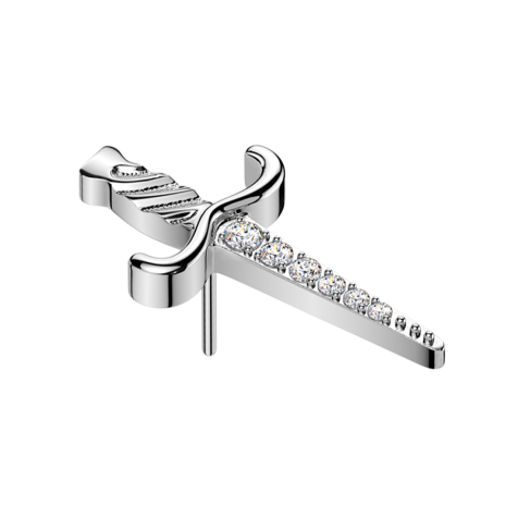 Dague sans filetage argent cristaux argent