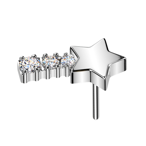 Threadless Stella cadente argento Cristalli argento