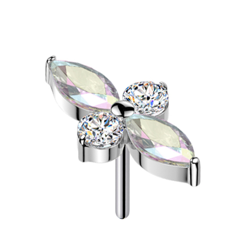 Croix sans fil argent cristaux ovales multicolores cristaux ronds argent