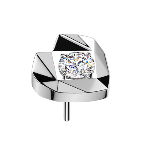 Cœur facetté sans fil argent cristal argent