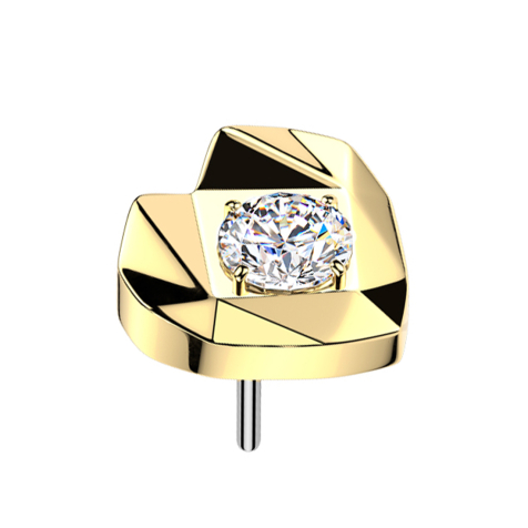 Cuore sfaccettato senza filettatura placcato in oro cristallo argento