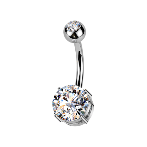 Banana internal thread silver with ball silver crystal silver and crystal silver set