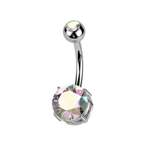 Banana internal thread silver with ball silver crystal multicolor and crystal multicolor set