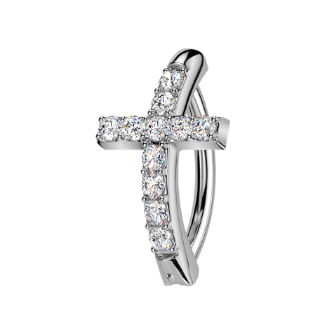Foldable banana silver shield cross crystals silver
