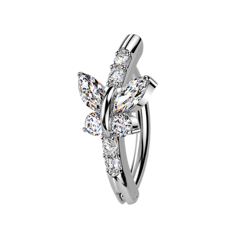 Foldable banana silver shield butterfly crystals silver