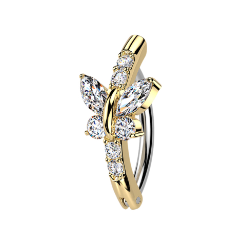 Foldable gold-plated banana sign with butterfly crystals in silver