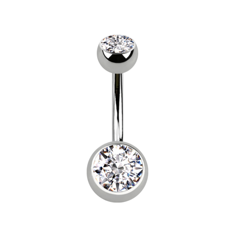 Sterile silver banana with two silver crystal balls