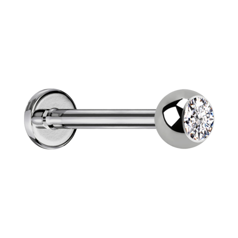 Sterile Micro Labret silver with ball and crystal silver
