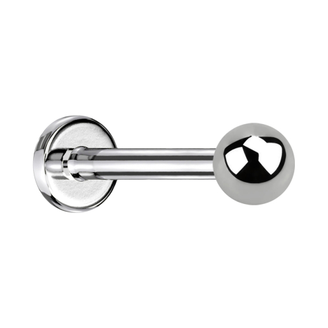 Sterile threadless labret in silver with ball